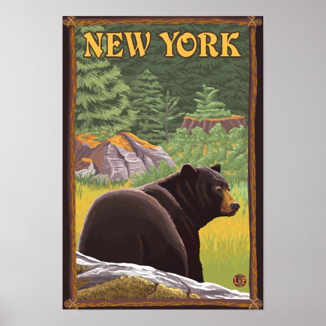 New YorkBlack Bear i Forest Poster (Framsidan)
