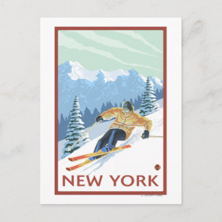 New YorkDownhill Skier Scene Vykort