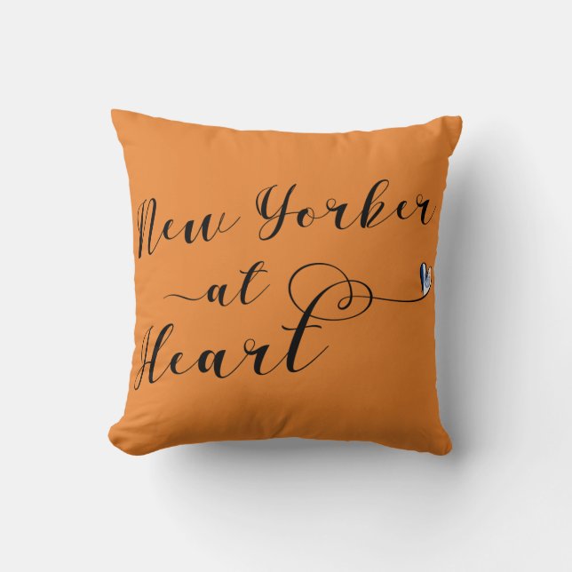 New Yorker at Heart Throw Cushion, NYC Kudde (Framsida)