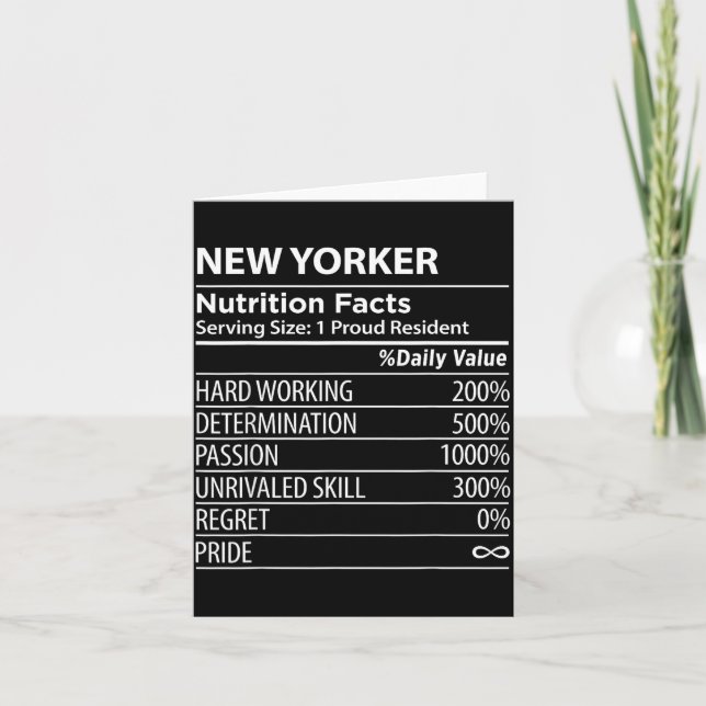 New Yorker Nutrition Facts Funny New York Pride  Kort (Framsida)