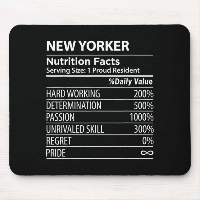 New Yorker Nutrition Facts Funny New York Pride  Musmatta (Framsidan)