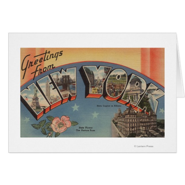 New YorkLarge Brev ScenesNew York-stat Hälsningskort (Framsidan Horizontal)