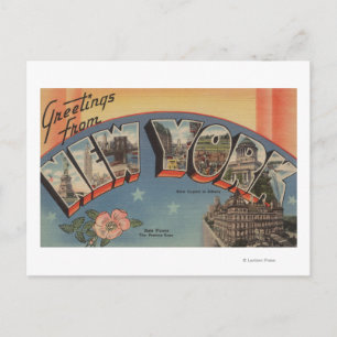 New YorkLarge Brev ScenesNew York-stat Vykort