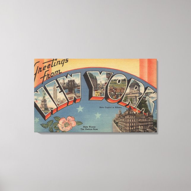 New YorkLarge Brev ScenesNew York State 3 Canvastryck (Framsida)