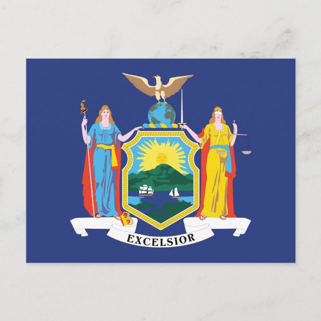 New Yorks delstatsflagga Empire State Frihet Rättv Vykort (Framsida)