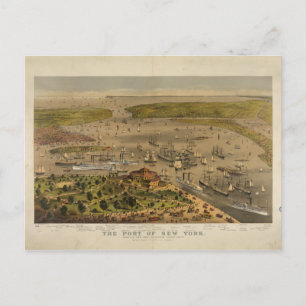 New Yorks hamn av Ives 1878 Vykort