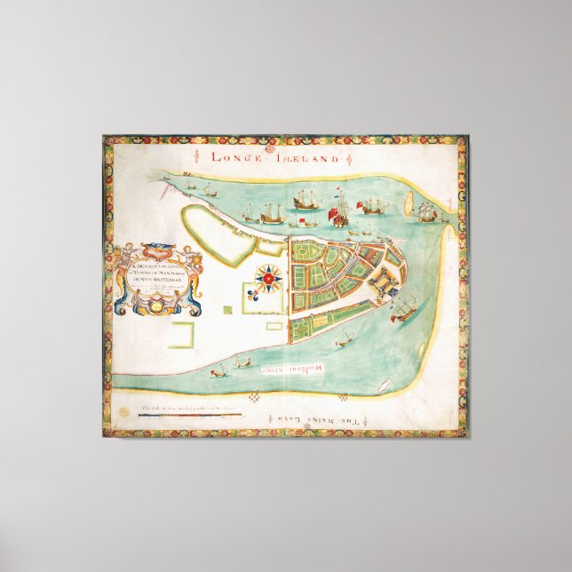 New Yorks Karta (1664) Canvastryck (Framsida)