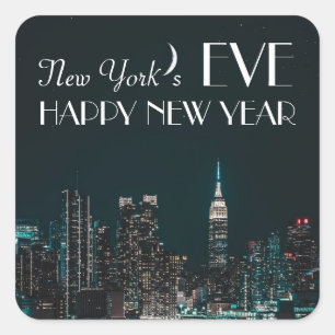 New Yorks Kväll, Gott nytt år Fyrkantigt Klistermärke