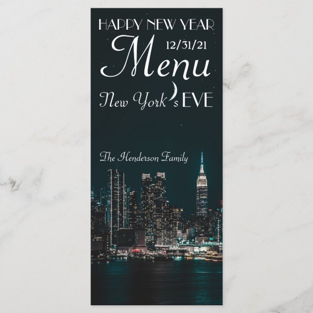 New Yorks Kväll, nyårsmeny Meny (Framsida)