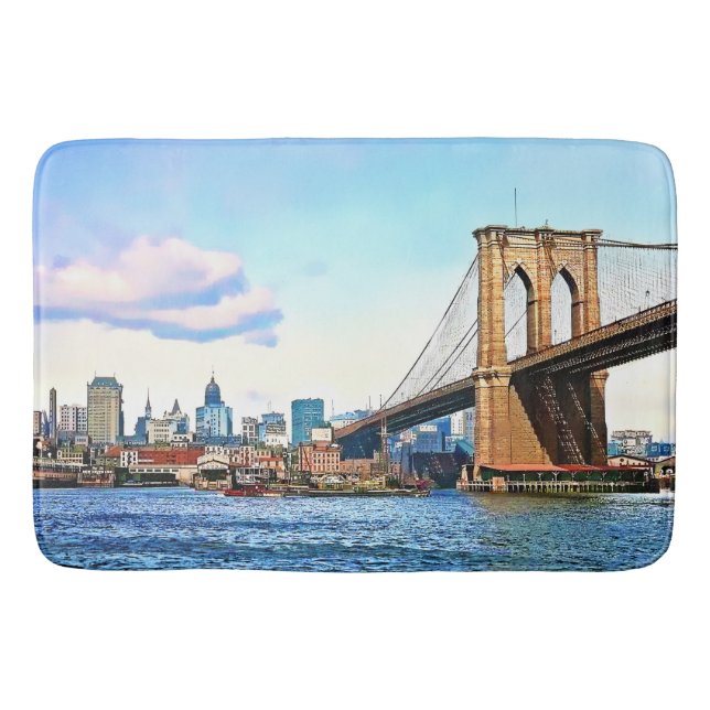 New Yorks landfäste för Brooklyn Bridge Badrumsmatta (Framsidan)