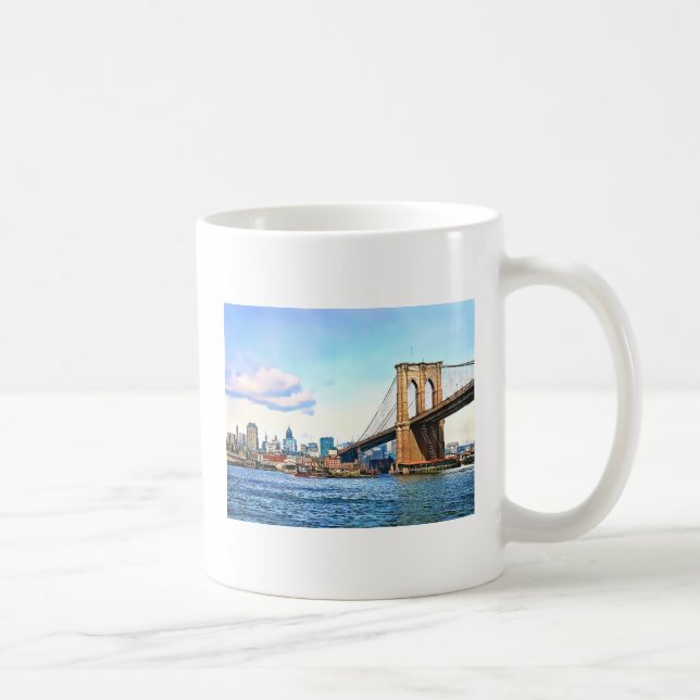 New Yorks landfäste för Brooklyn Bridge Kaffemugg (Höger)