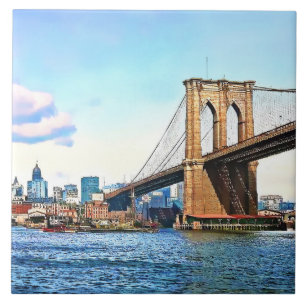 New Yorks landfäste för Brooklyn Bridge Kakelplatta