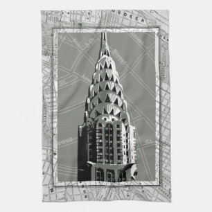 New Yorks rutter med Empire state Byggande Kökshandduk