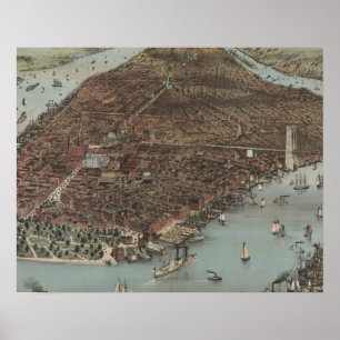 New Yorks stad 1883 (Färg-litografi) Poster