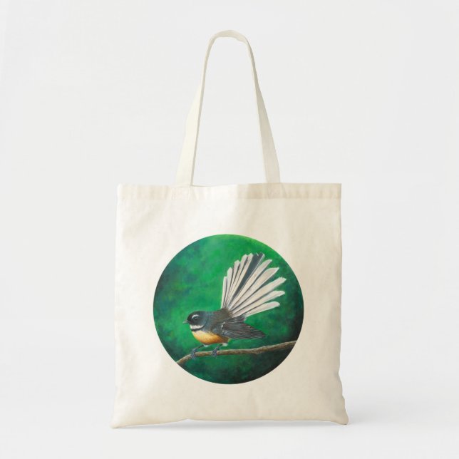 New Zealand fantail bird (piwakawaka) - Tote Bag Tygkasse (Framsidan)