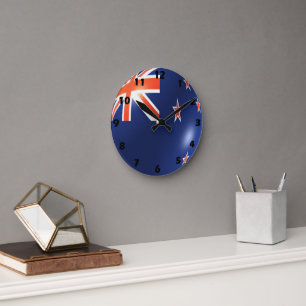 New Zealand Flagga Design Rund Klocka