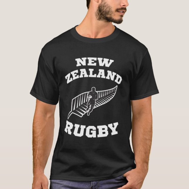 New Zealand Flagga Kiwis Rugby Team T Shirt (Framsida)
