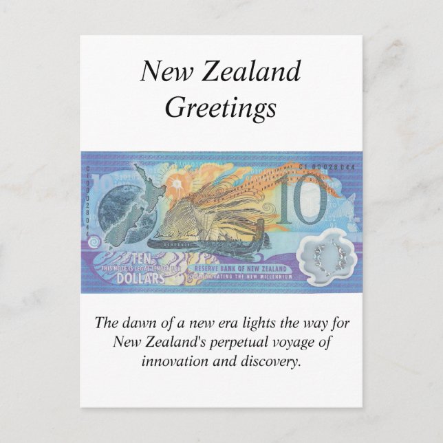 New Zealand Hälsning Card - Commemorative note Vykort (Framsida)