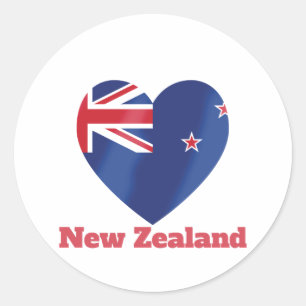 New Zealand Heart Flagga Runt Klistermärke
