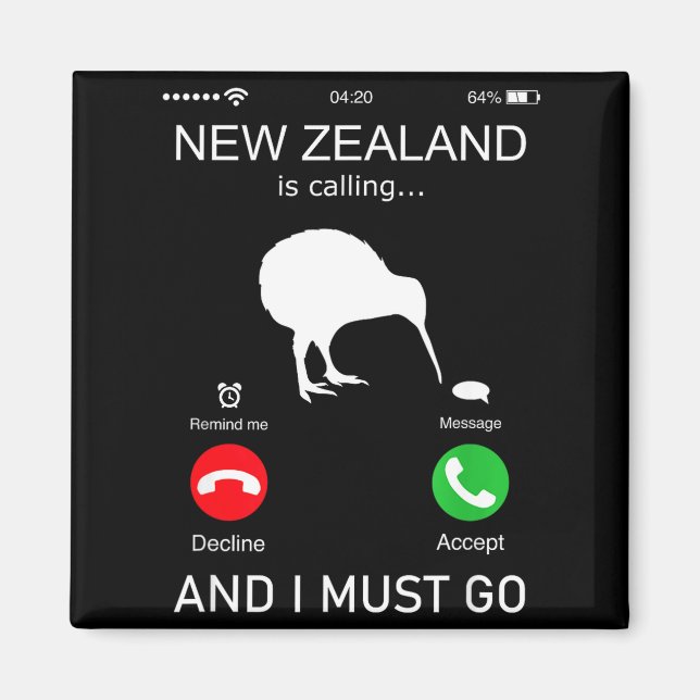 New Zealand Is Calling And I Must Go, Zealand Funn Magnet (Framsidan)