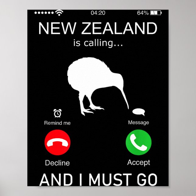 New Zealand Is Calling And I Must Go, Zealand Funn Poster (Framsidan)
