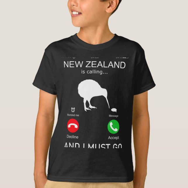 New Zealand Is Calling And I Must Go, Zealand Funn T Shirt (Framsida)