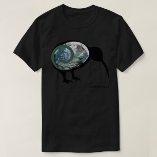 NEW ZEALAND KIWI BIRD PAUA BLACK GRÖNT FERN KORU T SHIRT