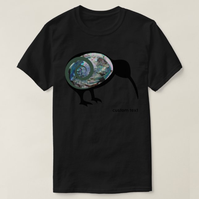 NEW ZEALAND KIWI BIRD PAUA BLACK GRÖNT FERN KORU T SHIRT (Design framsida)