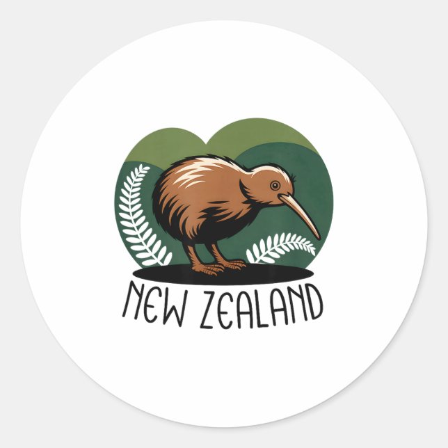New Zealand Kiwi Bird  Runt Klistermärke (Framsida)