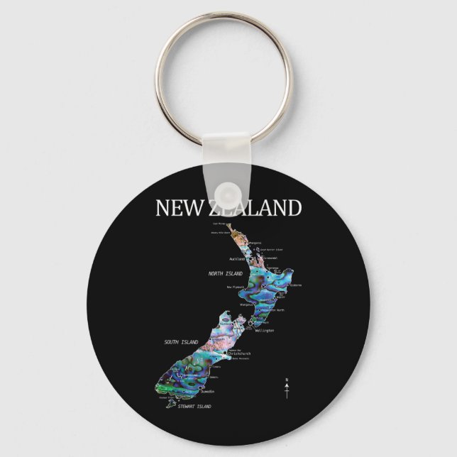 New Zealand Kiwi Detailed Map  Nyckelring (Framsida)