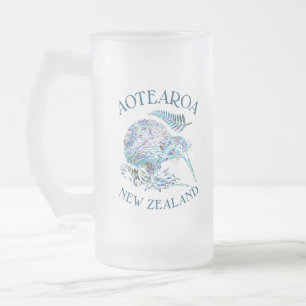 NEW ZEALAND KIWI PAUA GLASS FROSTAT ÖLGLAS