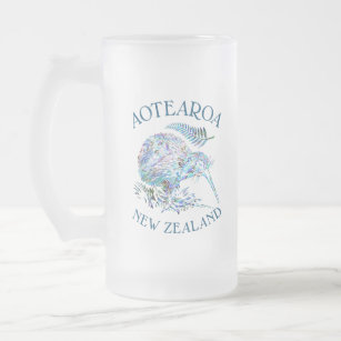 NEW ZEALAND KIWI PAUA GLASS FROSTAT ÖLGLAS