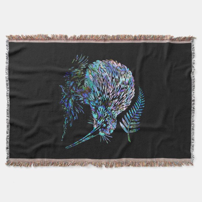 NEW ZEALAND KIWI PAUA THROW BLANKET FILT (Framsidan)