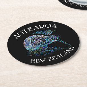 NEW ZEALAND KIWI PAUA UNDERLÄGG PAPPER RUND