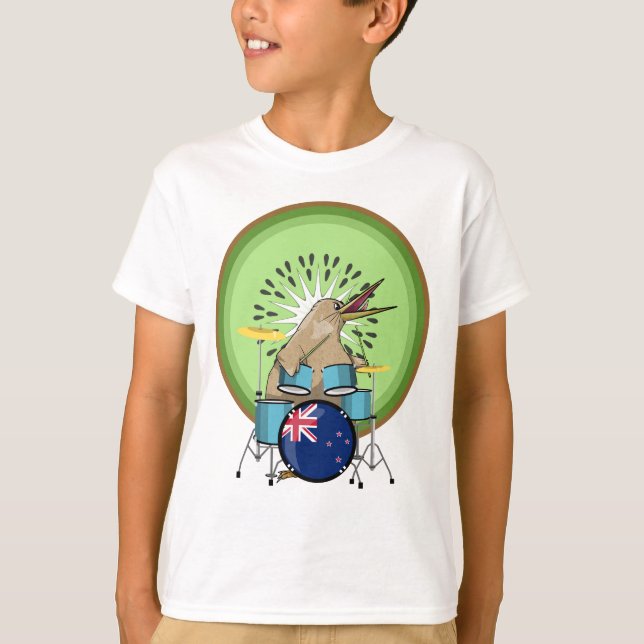 New Zealand Music Kiwi trumummer T Shirt (Framsida)