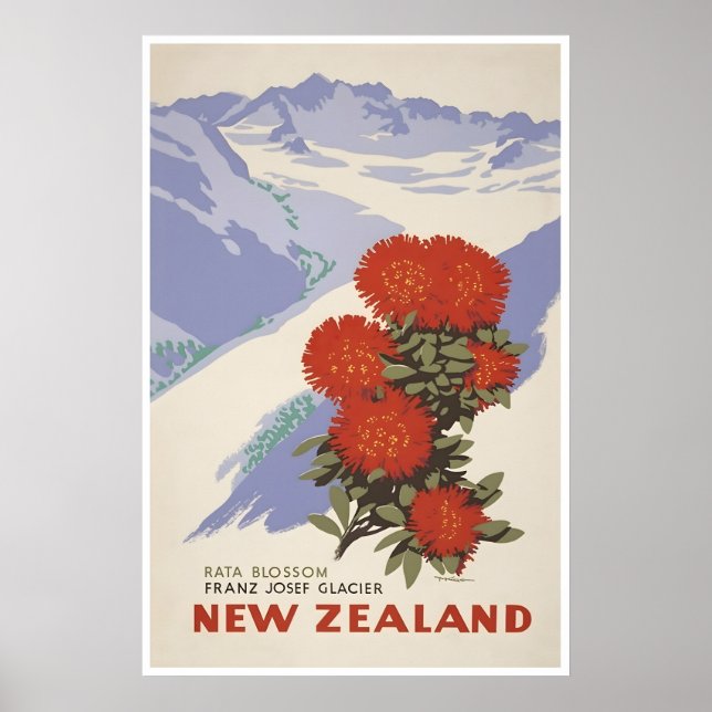 New Zealand Print Travel Poster Franz Josef (Framsidan)
