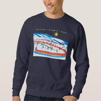 New Zealand Retro Ski Art/ニュージーランド レトロスキーイラスト Lång Ärmad Tröja