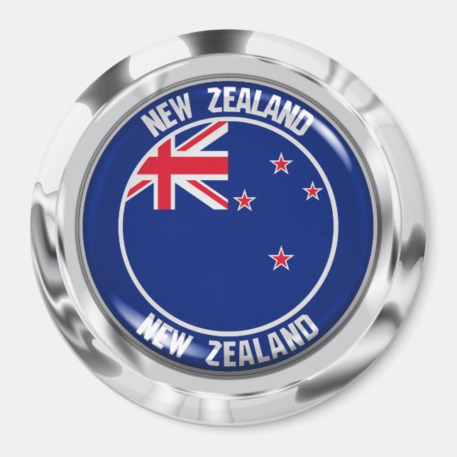 New Zealand Round Emblem Magnet (Framsidan)