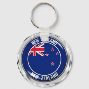 New Zealand Round Emblem Nyckelring