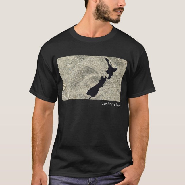 NEW ZEALAND SAND BEACH BLACK AOTEAROA KIWI ANPASSN T SHIRT (Framsida)