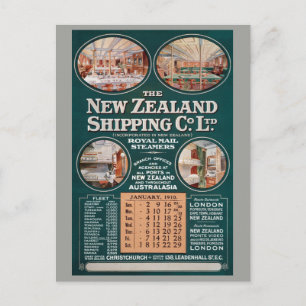 New Zealand Shipping Co. Vintage affisch Vykort