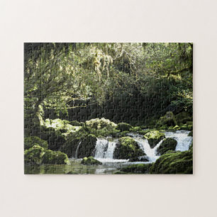 New Zealand Stream with Waterfalls Nature Photo Pussel