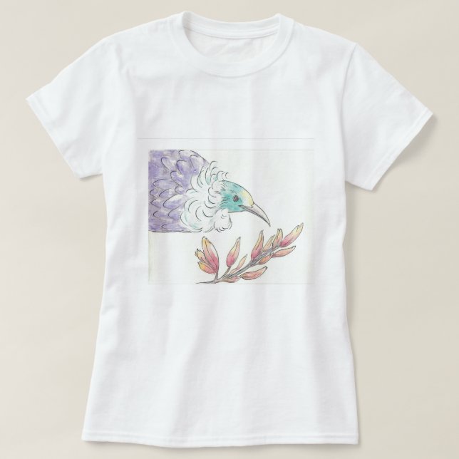 New Zealand Tui bird and Flax T-Shirt (Design framsida)