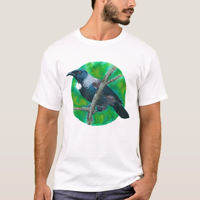 New Zealand Tui - Painting in acrylic T Shirt (Framsida)