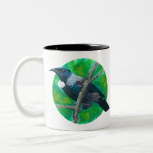 New Zealand Tui - Painting in acrylic Två-Tonad Mugg