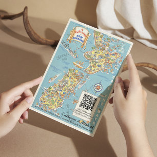 New Zealand Vintage bröllop Travel Poster QR-kod Spara Datumet
