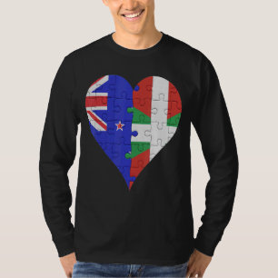 New Zealander Baskque Flagga Heart T Shirt