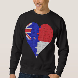 New Zealander indonsian Flagga Heart Lång Ärmad Tröja