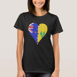 New Zealander Saint Vincitan Flagga Heart T Shirt