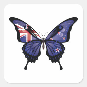 New Zealands Swallowtail Butterfly Flagga Fyrkantigt Klistermärke
